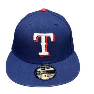 Vtg Texas Rangers New Era 59FIFTY Hat Cap 7 1/4 Wool Made in USA